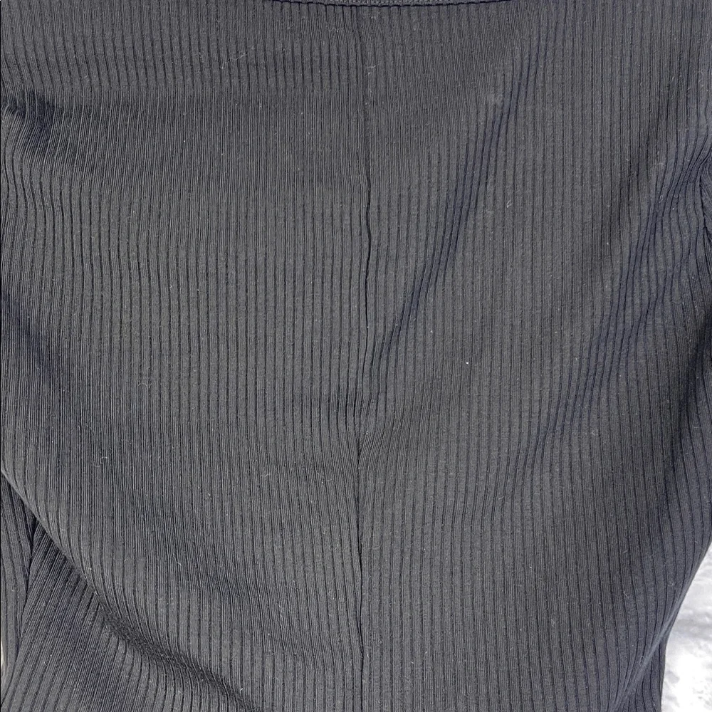 Reformation Black Ribbed Cropped Long Sleeve Top Dress Y2K